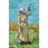 Peasant woman with a rake after millet