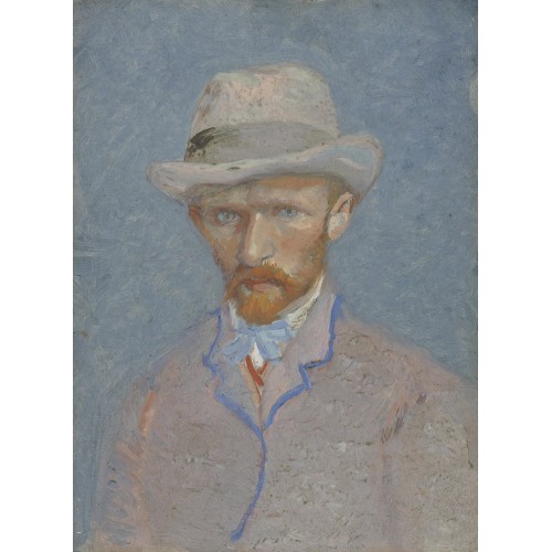 Self portrait with gray felt hat
