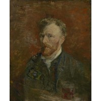 Self portrait with pipe and glass