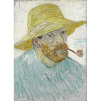 Self portrait with pipe and straw hat