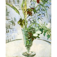 Still life glass with wild flowers