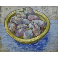 Still life potatoes in a yellow dish