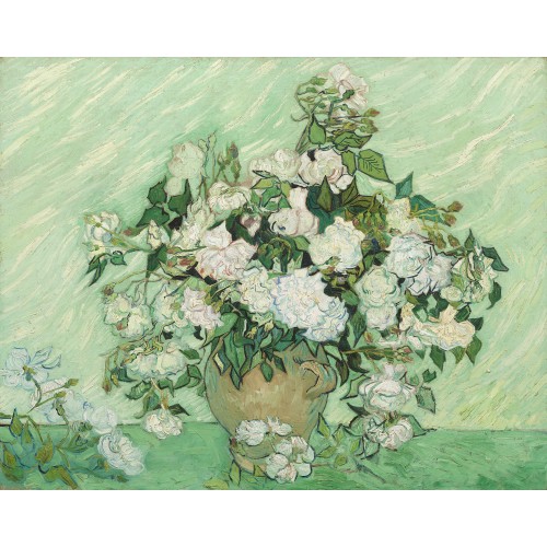 Still life vase with pink roses