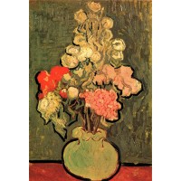 Still life vase with rose mallows