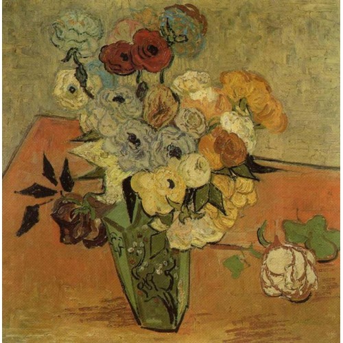 Still Life Vase with Roses and Anemones