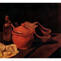 Still Life with Earthenware Bottle and Clogs