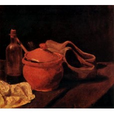 Still Life with Earthenware Bottle and Clogs