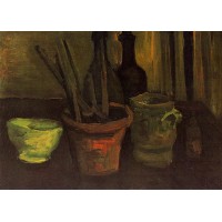 Still Life with Paintbrushes in a Pot