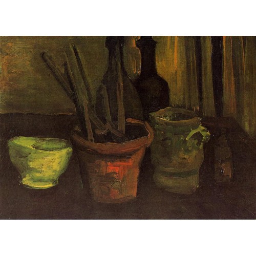 Still Life with Paintbrushes in a Pot