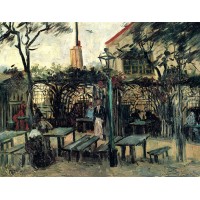 Terrace of a cafe on montmartre la guinguette