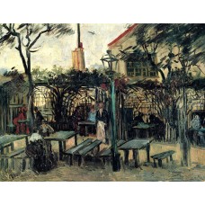 Terrace of a cafe on montmartre la guinguette