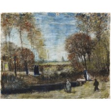 The parsonage garden at nuenen with pond and figures