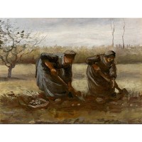 Two peasant women digging potatoes