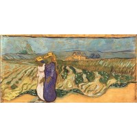 Two women crossing the fields