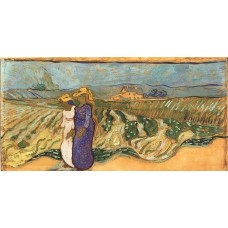 Two women crossing the fields