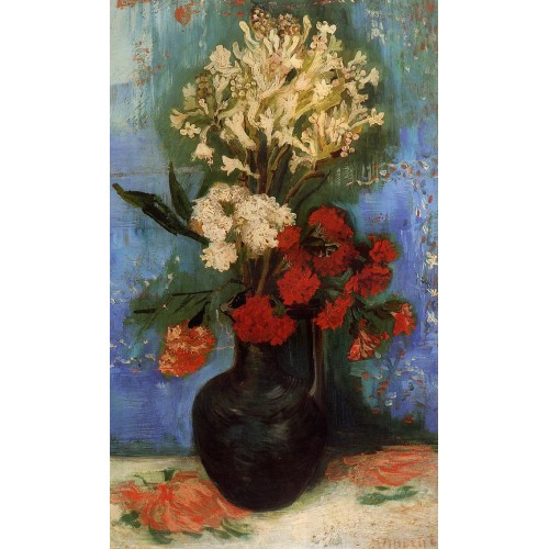 Vase with Carnations and Other Flowers