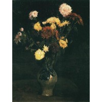 Vase with Carnations and Zinnias