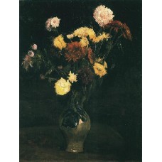 Vase with Carnations and Zinnias