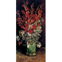 Vase with gladioli and carnations 2