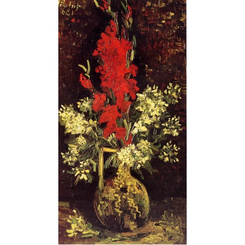 Vase with Gladioli and Carnations