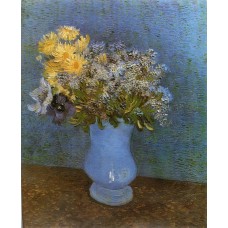 Vase with Lilacs Daisies and Anemomes