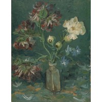 Vase with myosotis and peonies