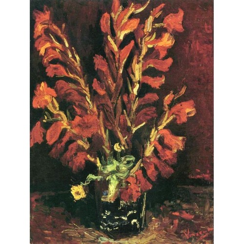 Vase with red gladioli 2
