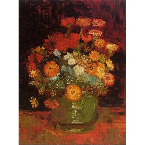 Vase with Zinnias