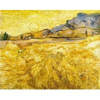 Wheat Field with Reaper and Sun