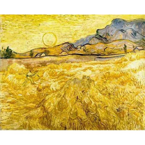 Wheat Field with Reaper and Sun