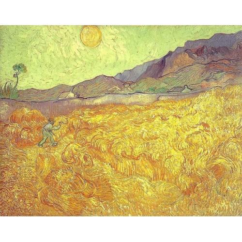 Wheat Fields with Reaper at Sunrise