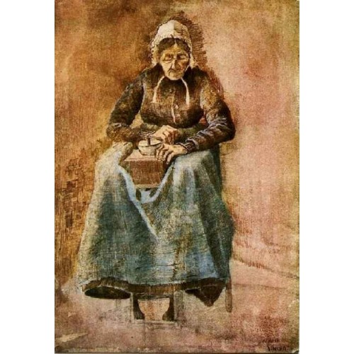 Woman grinding coffee