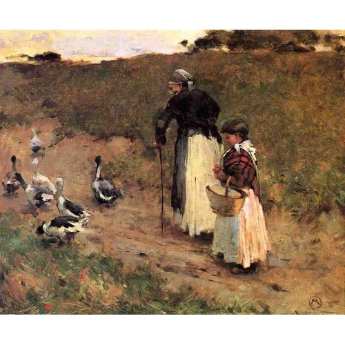 Old woman with child and goose 1885