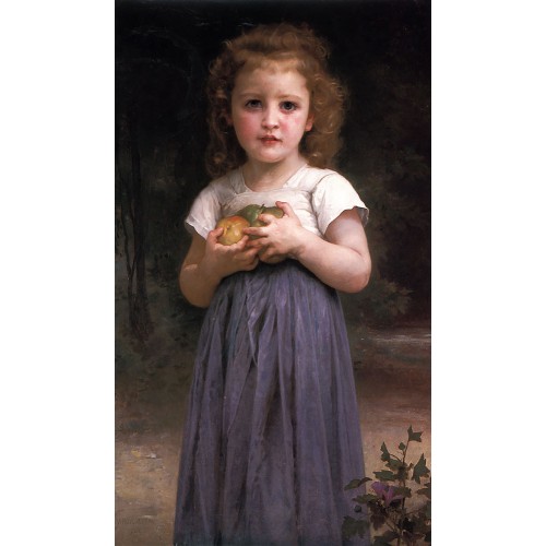 Little girl holding apples in her hands