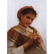 Young girl crocheting