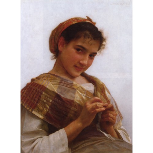 Young girl crocheting