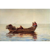 Three Boys in a Dory with Lobster Pots