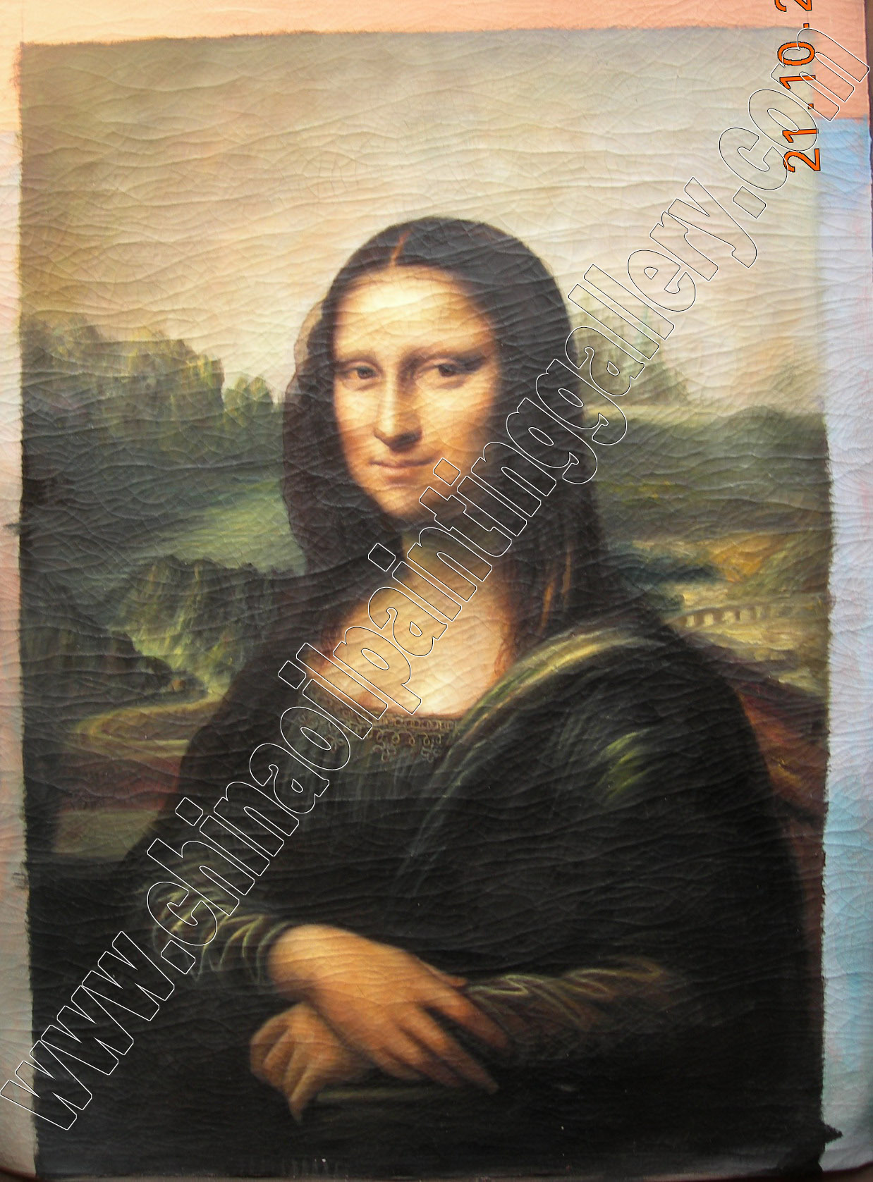 Mona Lisa cracked canvas