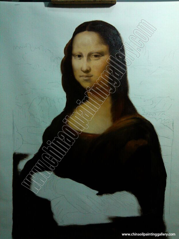 Mona Lisa Oil painting reproduction step 1