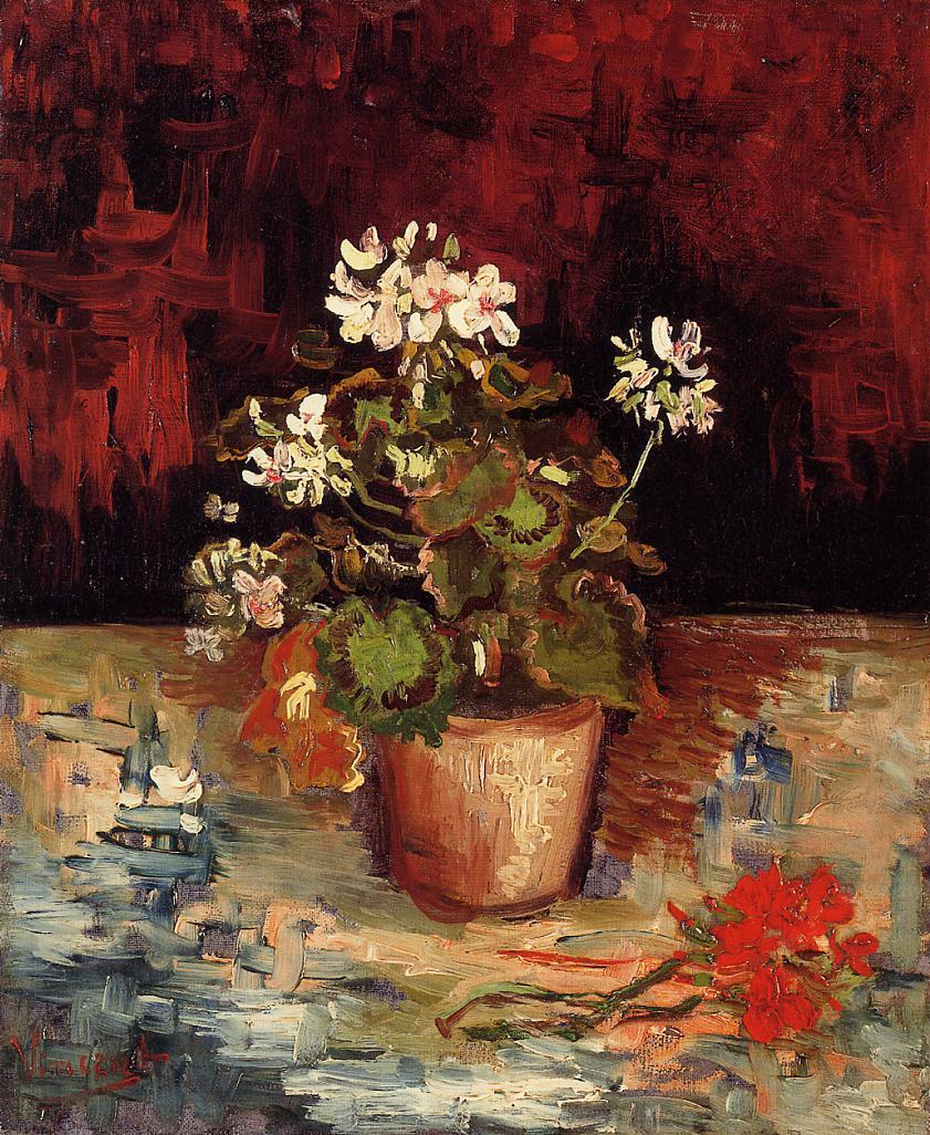 Still Life Geranium In A Flowerpot Van Gogh Oil Painting